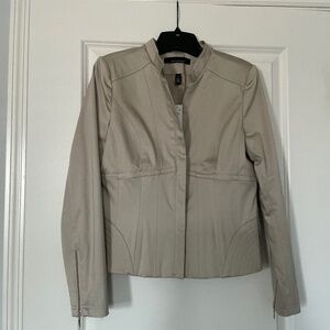 NWT WHBM Biscotti Corset Moto Jacket Structured Tailored NeutraL